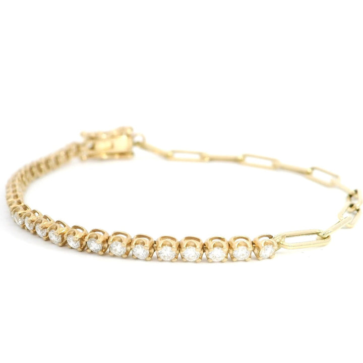 1.06ct Yellow Gold PaperClip Tennis Bracelet - Elgrissy Diamonds