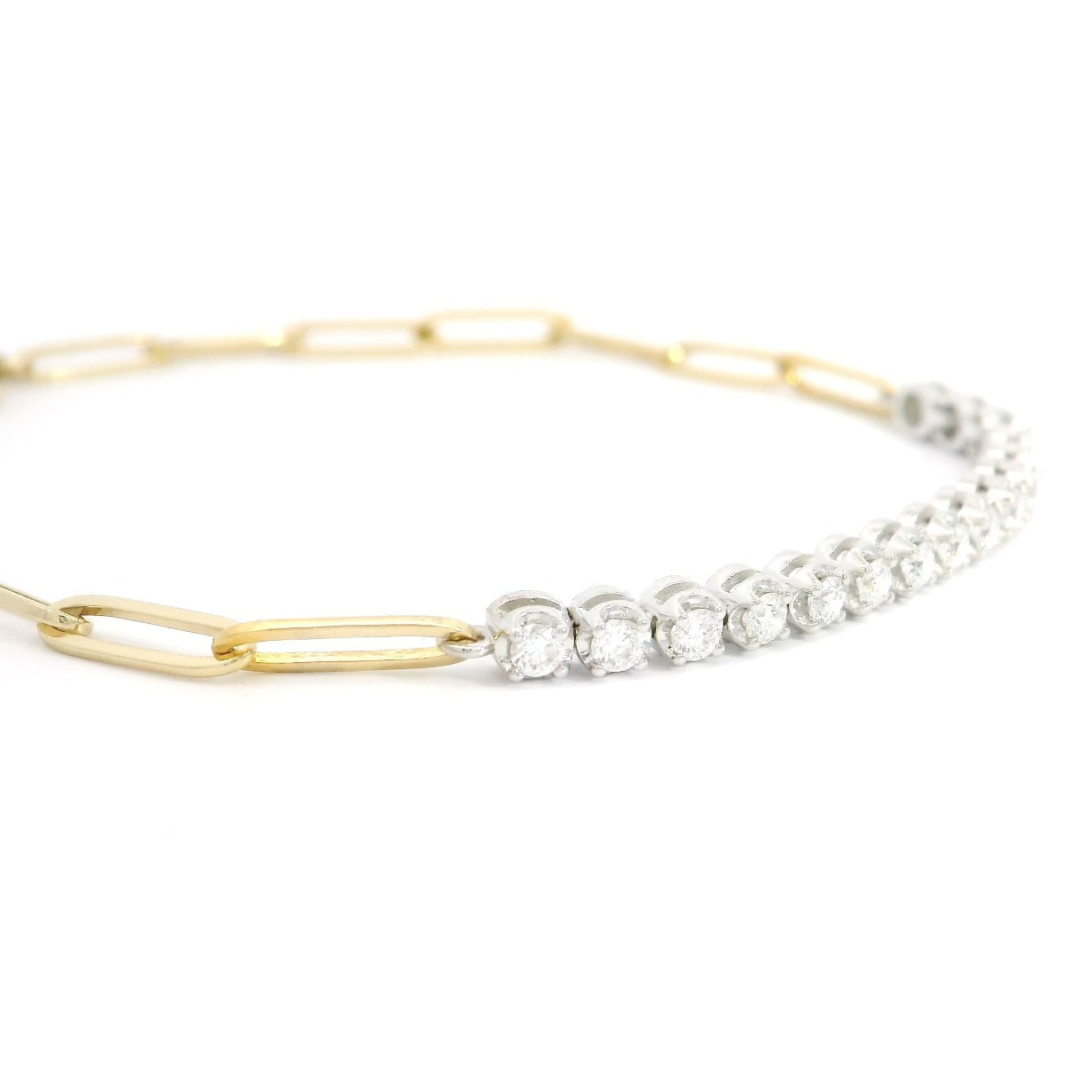 0.62ct White/Yellow Gold PaperClip Tennis Bracelet - Elgrissy Diamonds