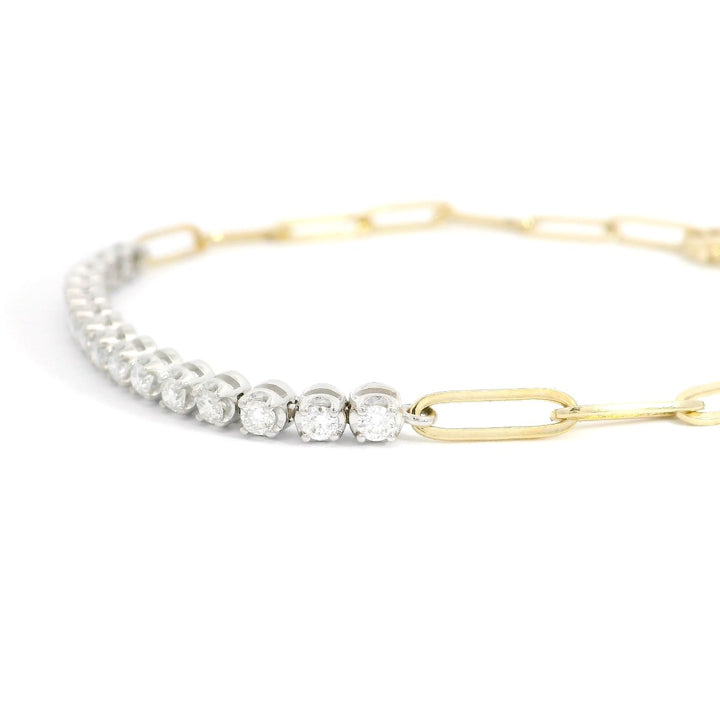 0.62ct White Gold Prongs Yellow Gold Paper Clip Tennis Bracelet - Elgrissy Diamonds