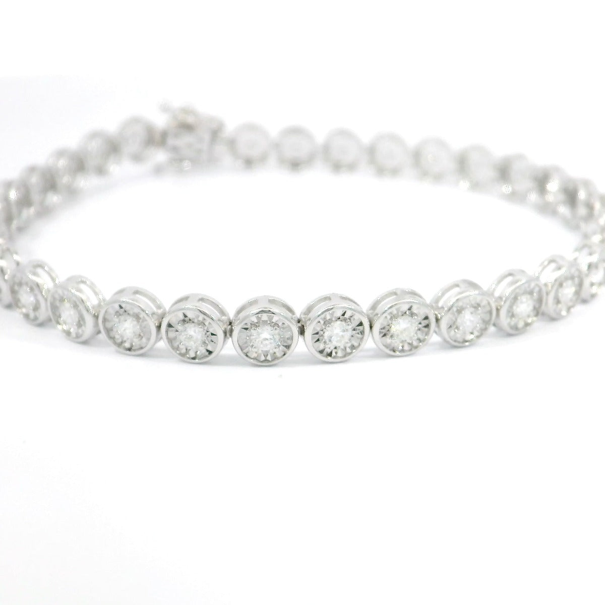 White Gold Bezel Set Tennis Bracelet - Elgrissy Diamonds
