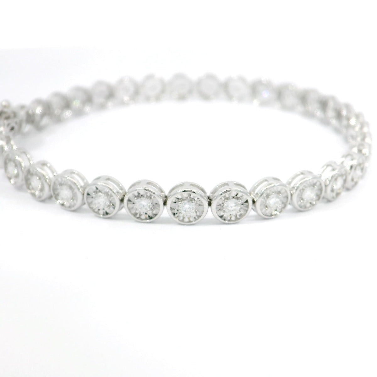 White Gold Bezel Set Tennis Bracelet - Elgrissy Diamonds