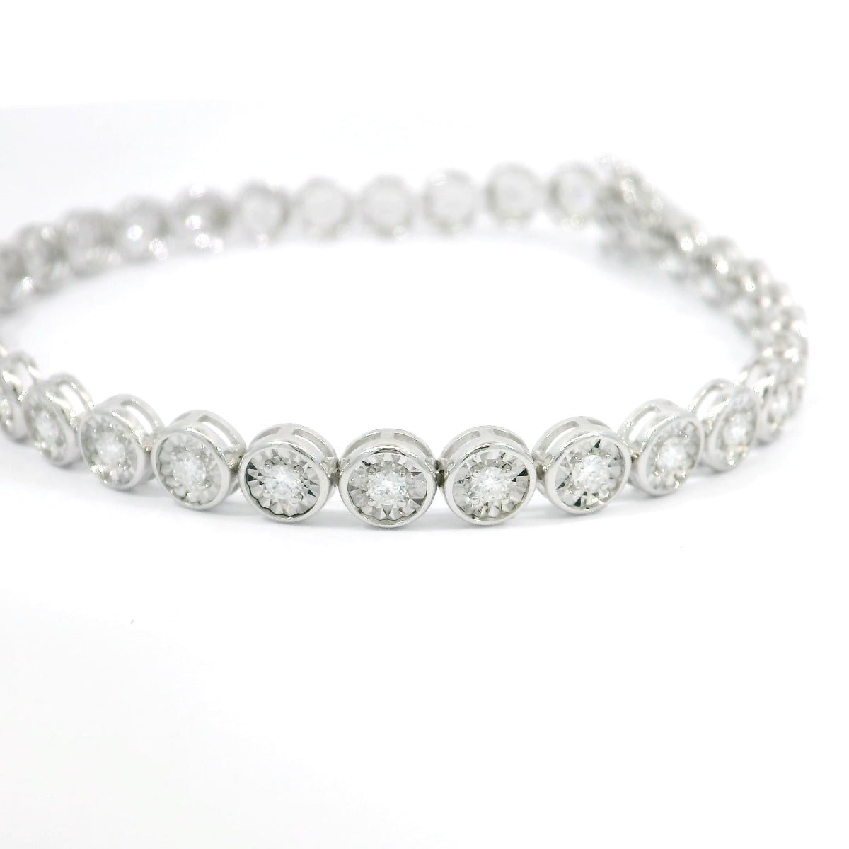 White Gold Bezel Set Tennis Bracelet - Elgrissy Diamonds