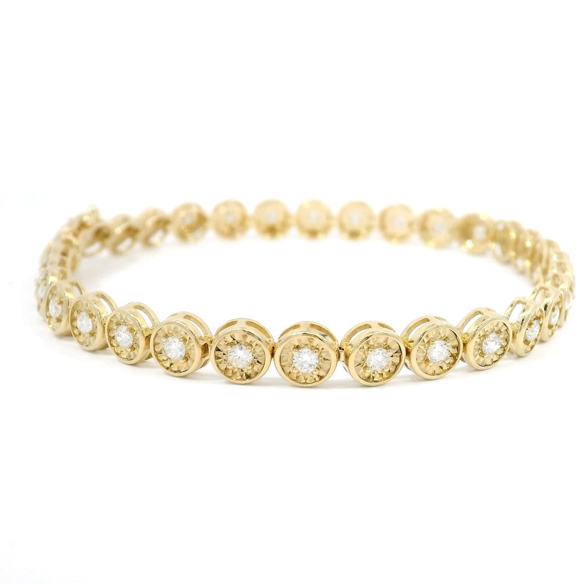 Yellow Gold Bezel Set Tennis Bracelet - Elgrissy Diamonds