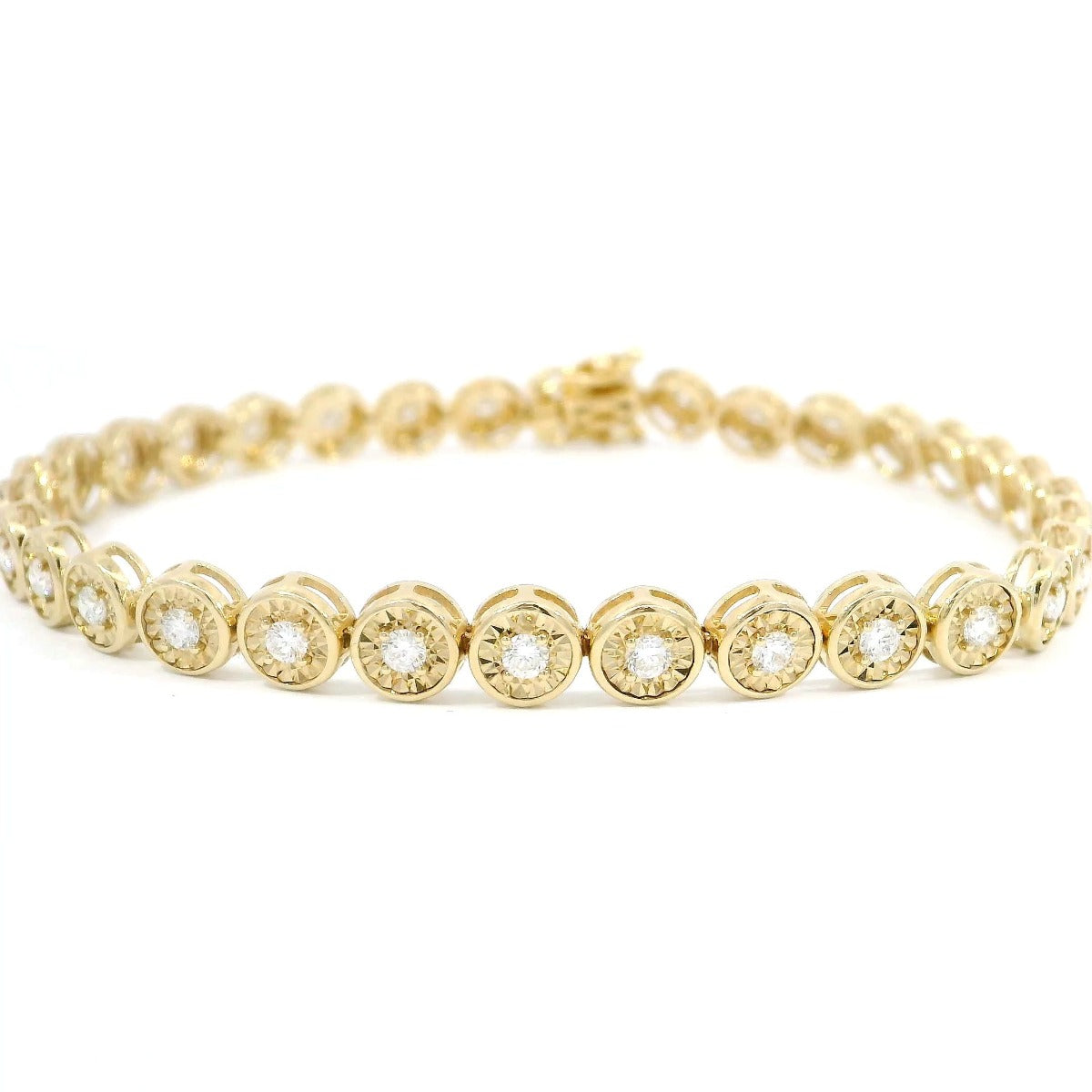 Yellow Gold Bezel Set Tennis Bracelet - Elgrissy Diamonds