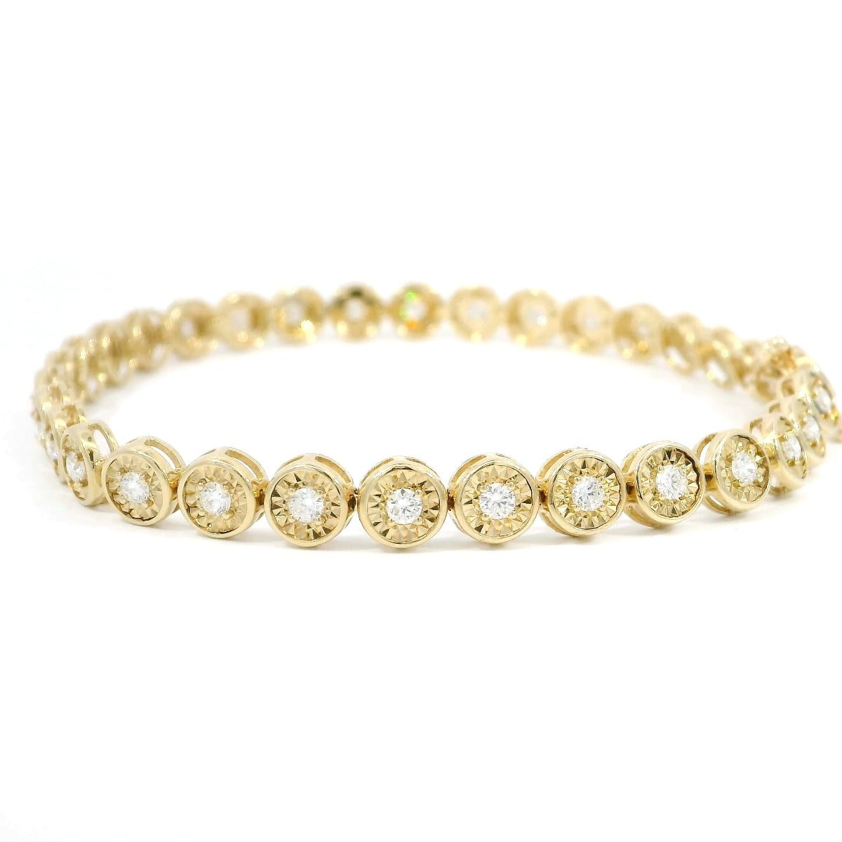 Yellow Gold Bazel Set Tennis Bracelet - Elgrissy Diamonds