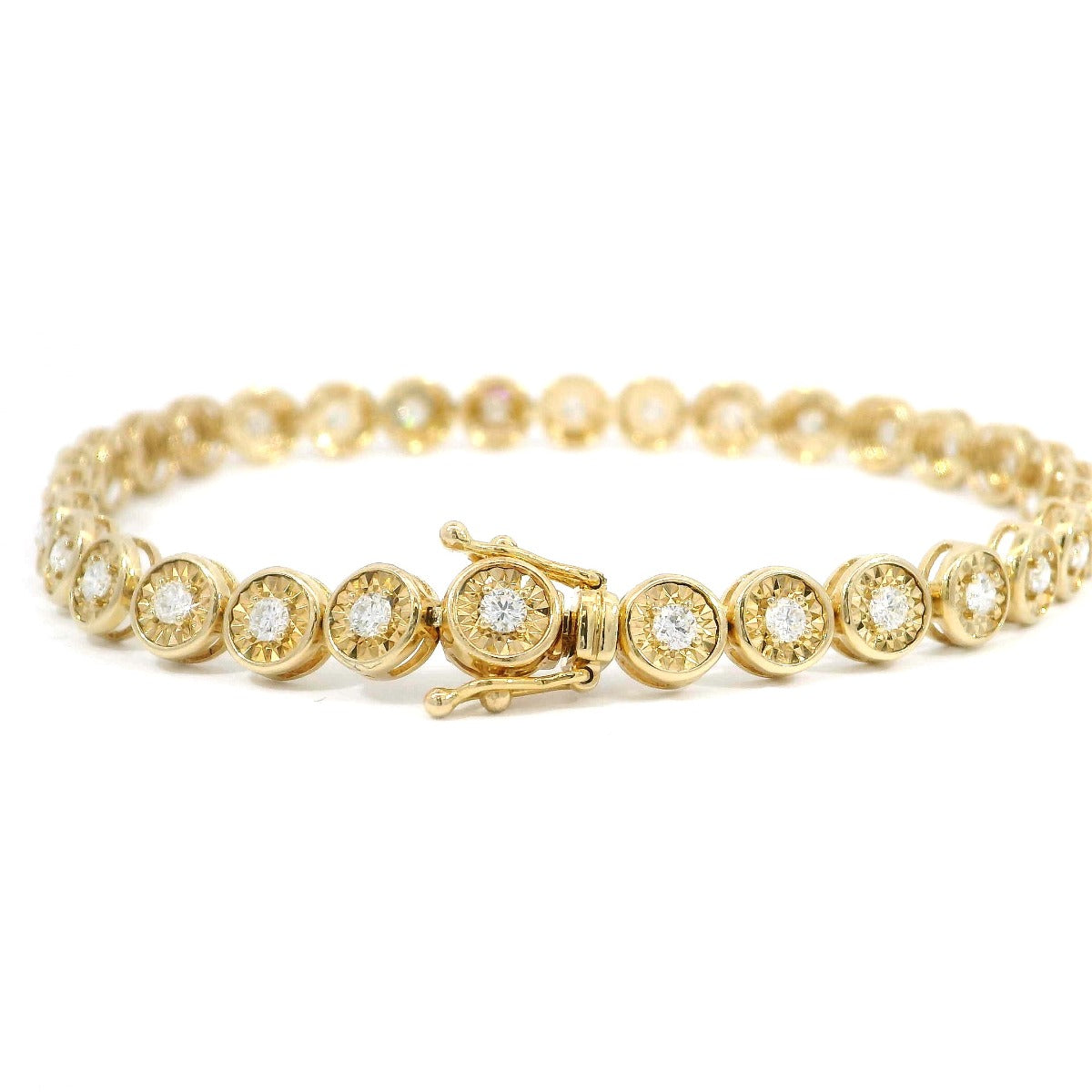 Yellow Gold Bezel Set Tennis Bracelet - Elgrissy Diamonds