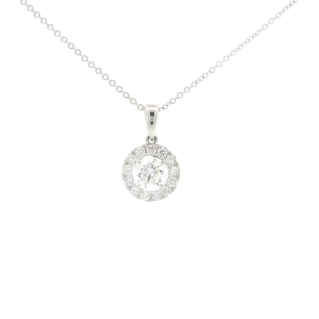 Halo Round Diamond Pendant Necklace - Elgrissy Diamonds