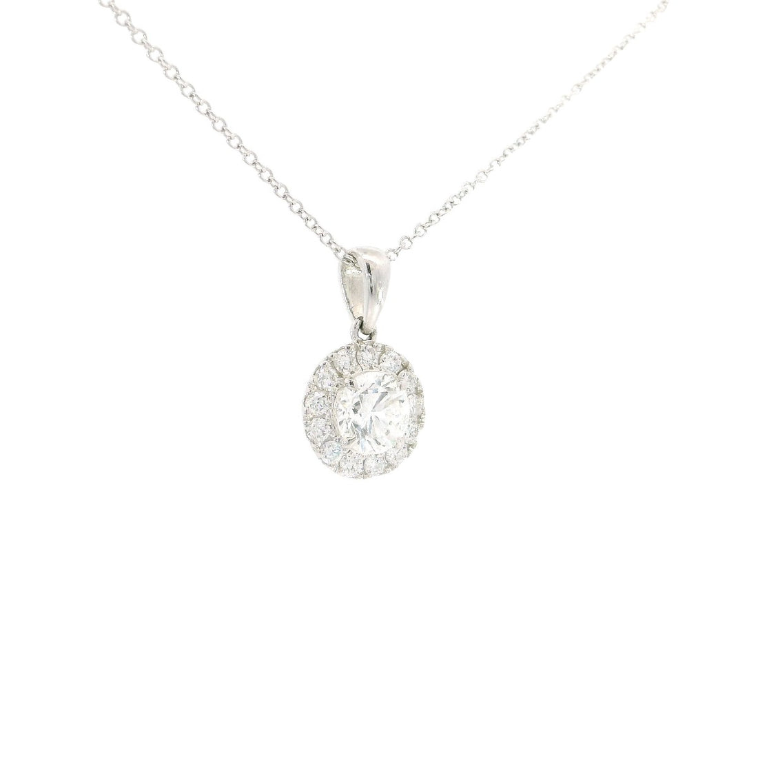 Halo Round Diamond Pendant Necklace - Elgrissy Diamonds