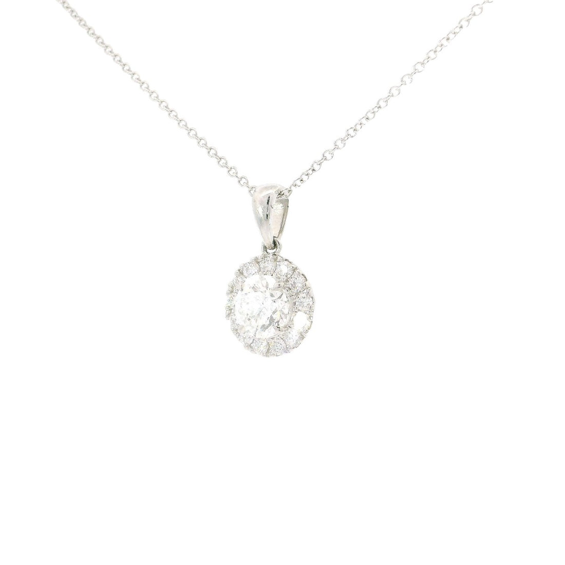 Halo Round Diamond Pendant Necklace - Elgrissy Diamonds