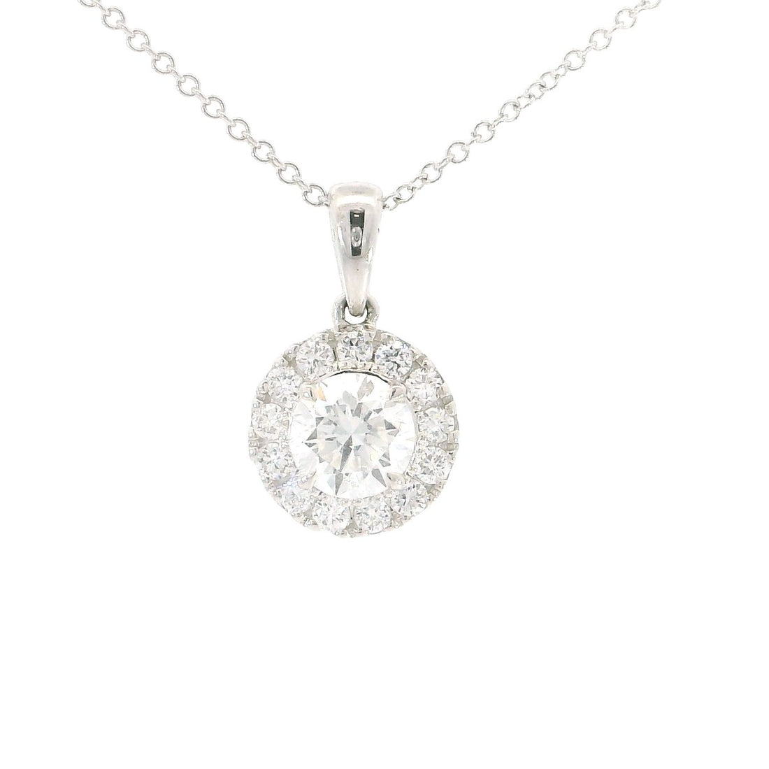 Halo Round Diamond Pendant Necklace - Elgrissy Diamonds