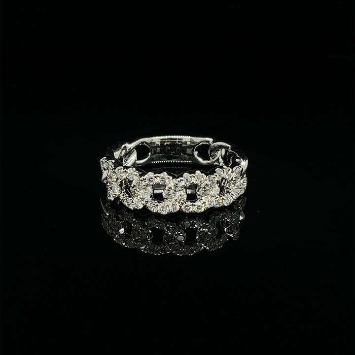 White Gold Pavé Link Chain Ring - Elgrissy Diamonds