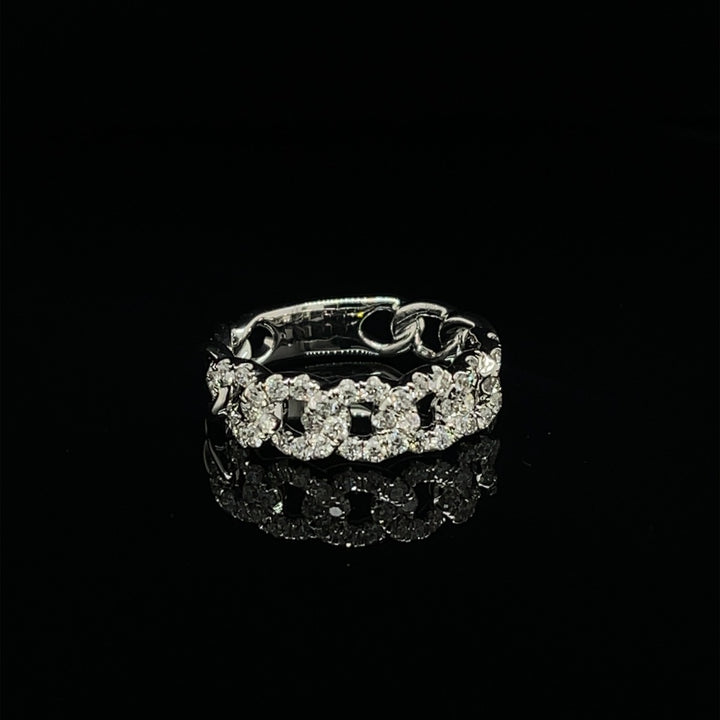 White Gold Pavé Link Chain Ring - Elgrissy Diamonds