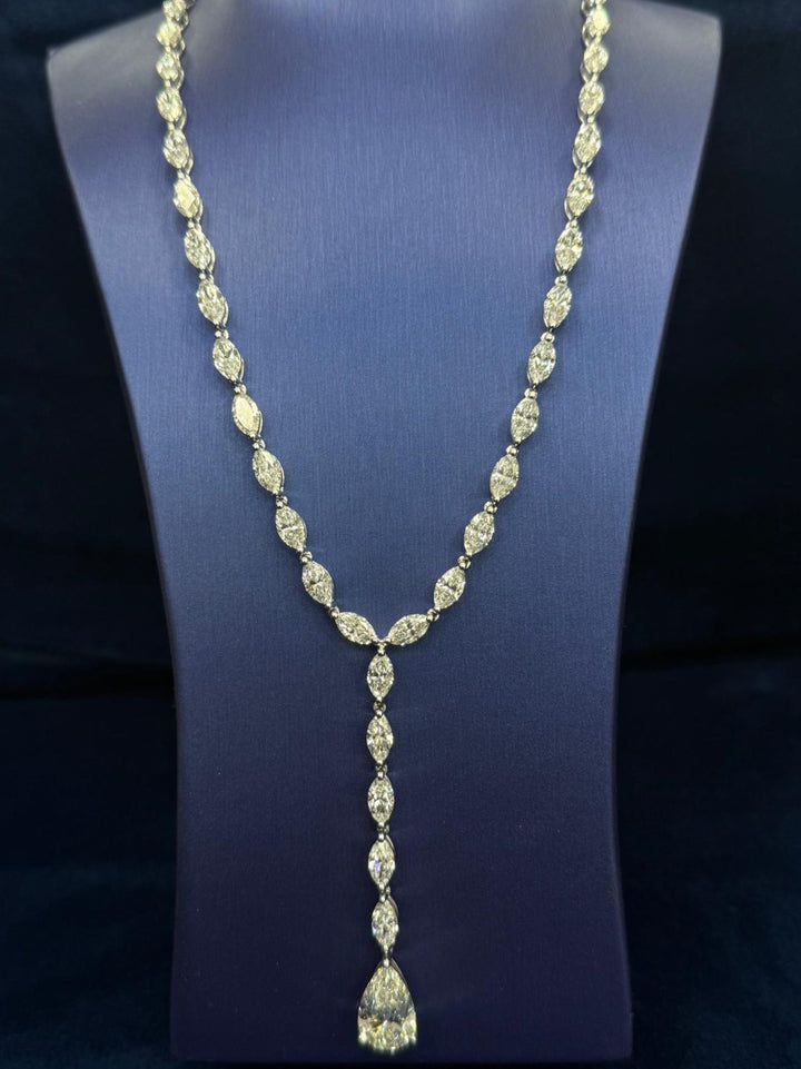 Marquise and Pear Diamonds Lariat Necklace