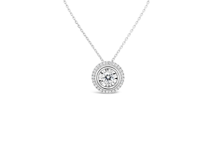 Halo Bazel Round Diamonds Pendant Necklace - Elgrissy Diamonds