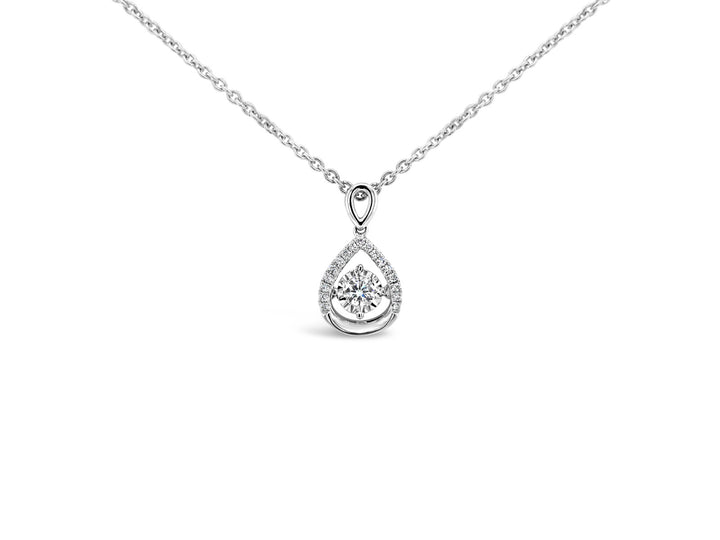 Floating Round Halo Tear Drop Diamonds Pendant Necklace - Elgrissy Diamonds