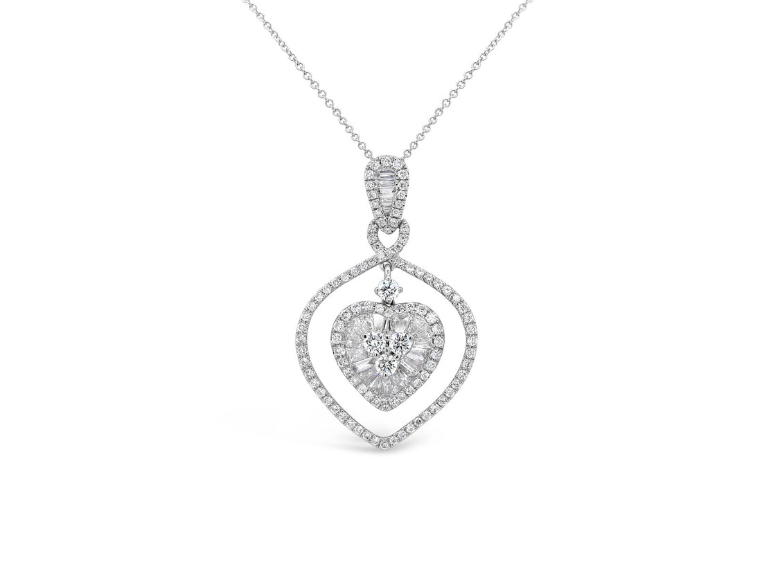 Floating Heart Cluster Diamonds Necklace - Elgrissy Diamonds