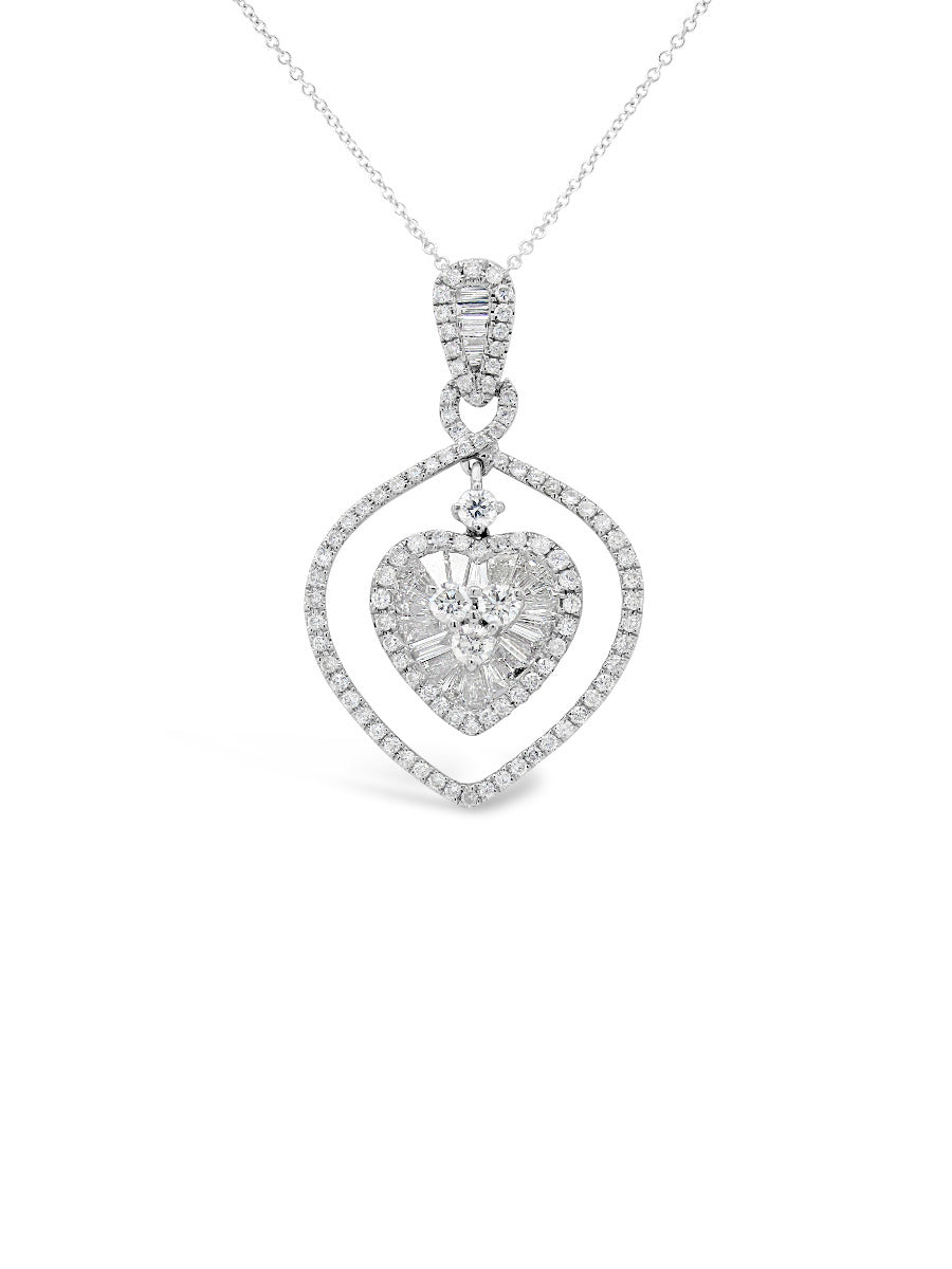 Floating Heart Cluster Diamonds Necklace - Elgrissy Diamonds