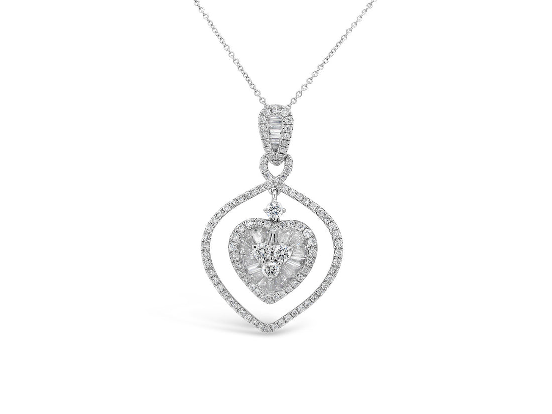 Floating Heart Cluster Diamonds Necklace - Elgrissy Diamonds