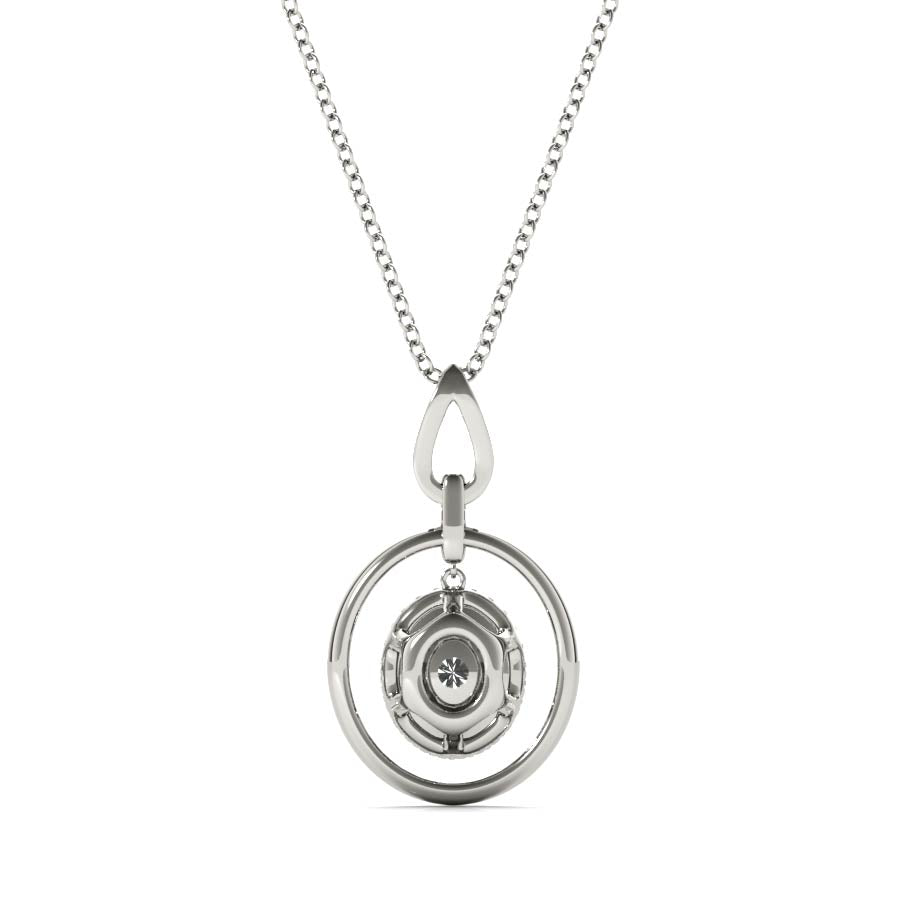 Oval Float Halo Cluster Pendant Necklace - Elgrissy Diamonds