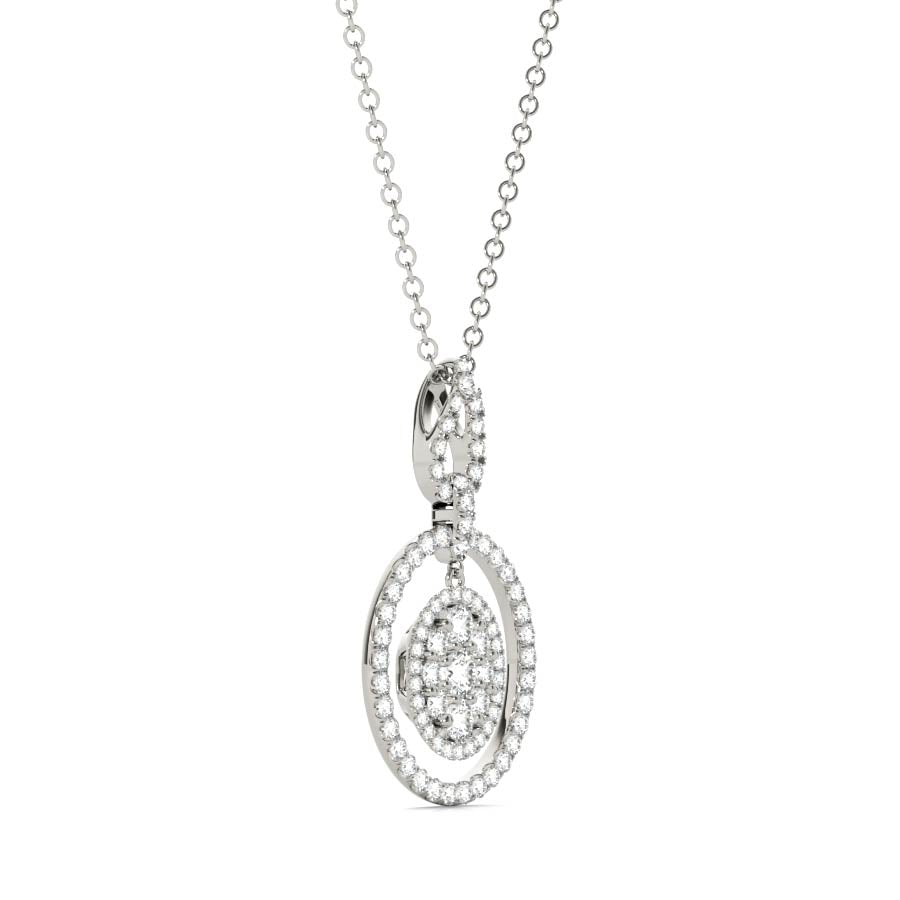 Oval Float Halo Cluster Pendant Necklace - Elgrissy Diamonds