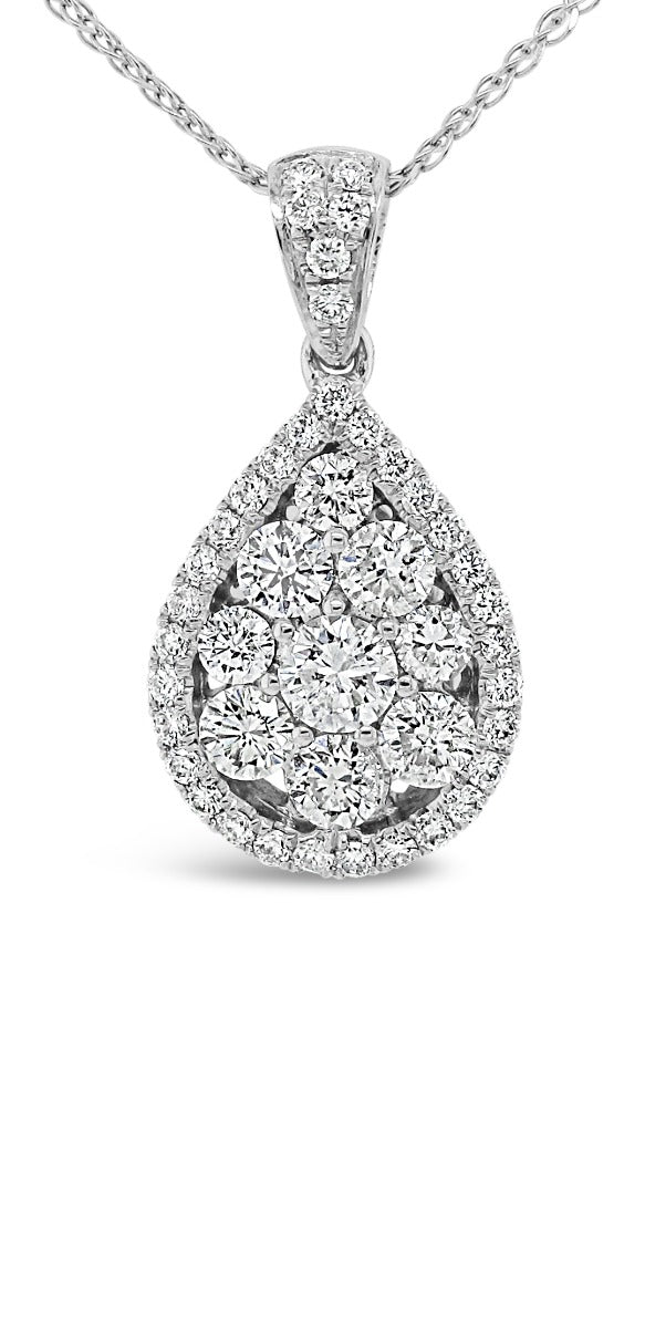 Halo Teardrop Pendant Necklace - Elgrissy Diamonds