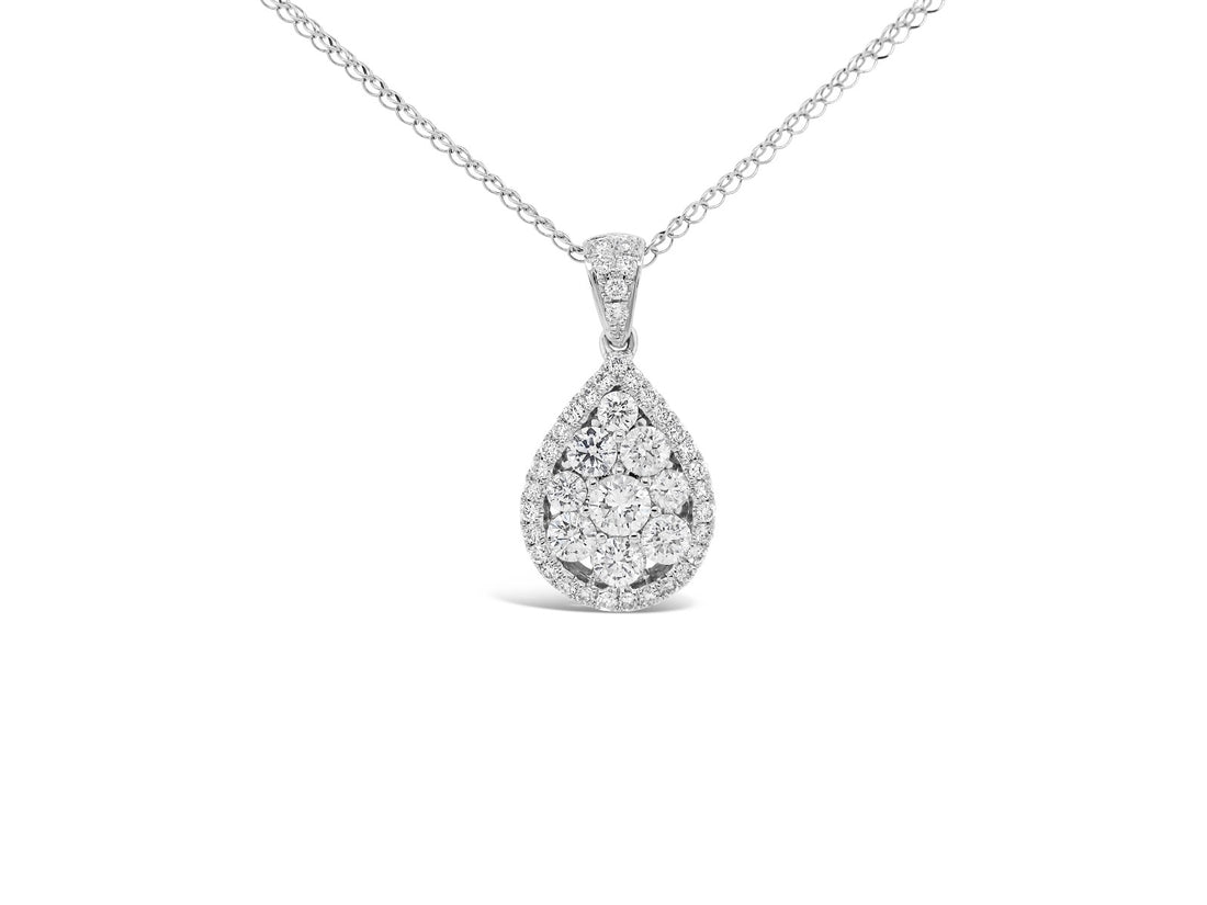 Halo Teardrop Pendant Necklace - Elgrissy Diamonds