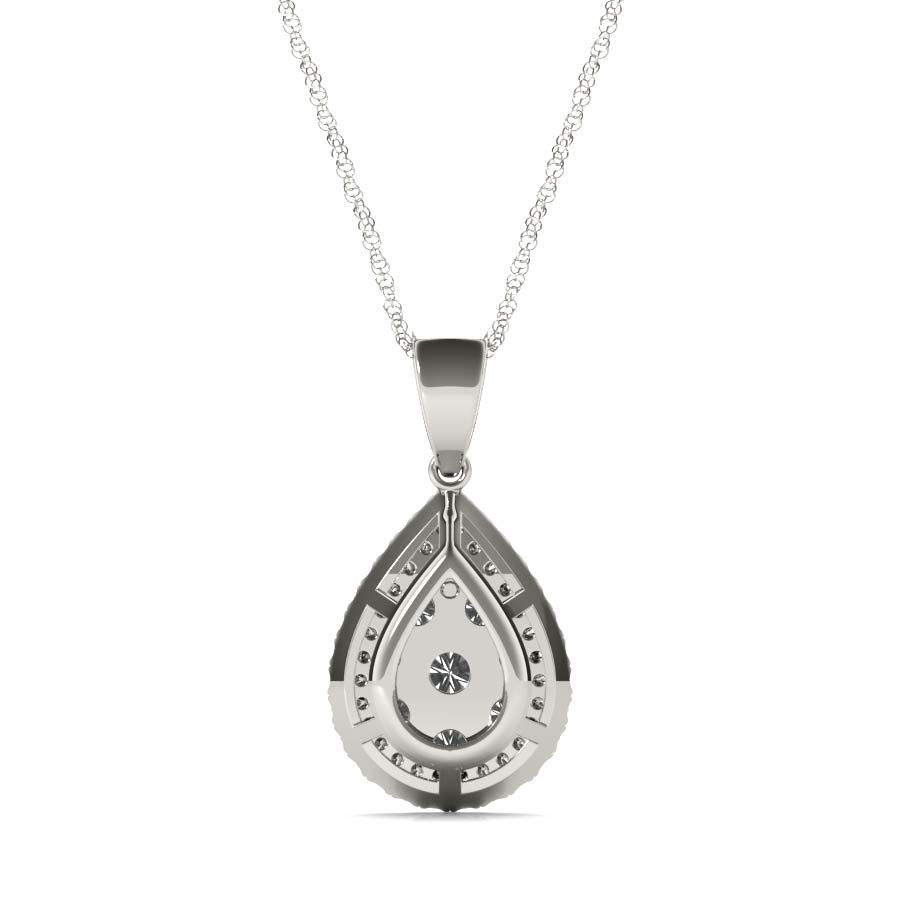 Halo Teardrop Pendant Necklace - Elgrissy Diamonds