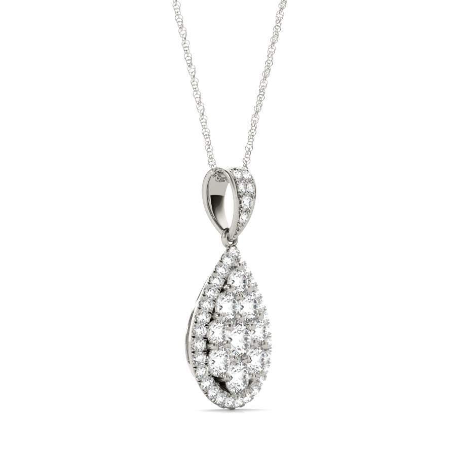 Halo Teardrop Pendant Necklace - Elgrissy Diamonds