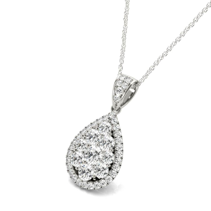 Halo Teardrop Pendant Necklace - Elgrissy Diamonds