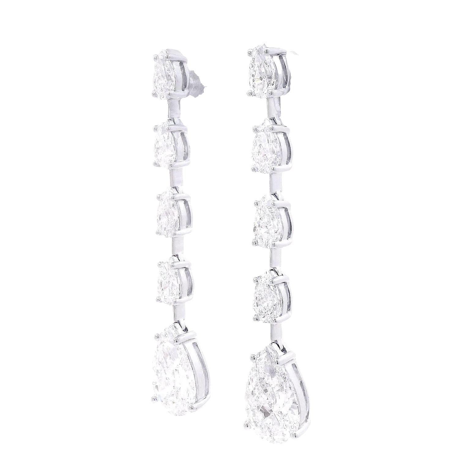 Pear Shape Drop Earrings in White Gold