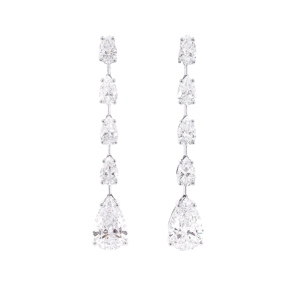 Pear Shape Drop Earrings in White Gold