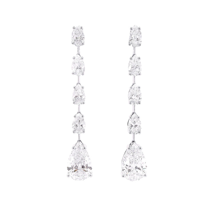 Pear Shape Drop Earrings in White Gold