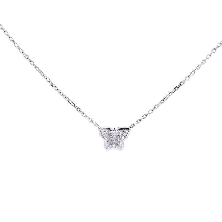 Unique Diamond Butterfly Shape Pendant in White Gold