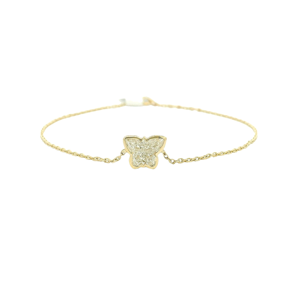 Unique Diamond Butterfly Shape Bracelet in Yellow Gold