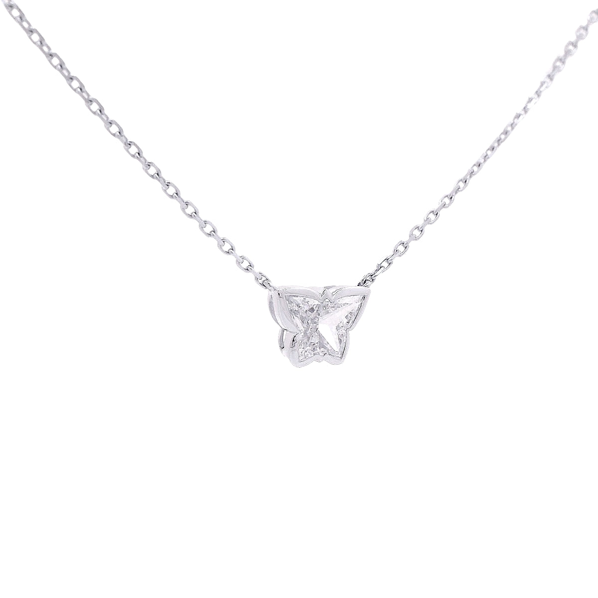 Unique Diamond Butterfly Shape Pendant in White Gold