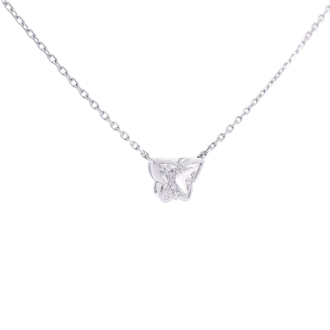Unique Diamond Butterfly Shape Pendant in White Gold