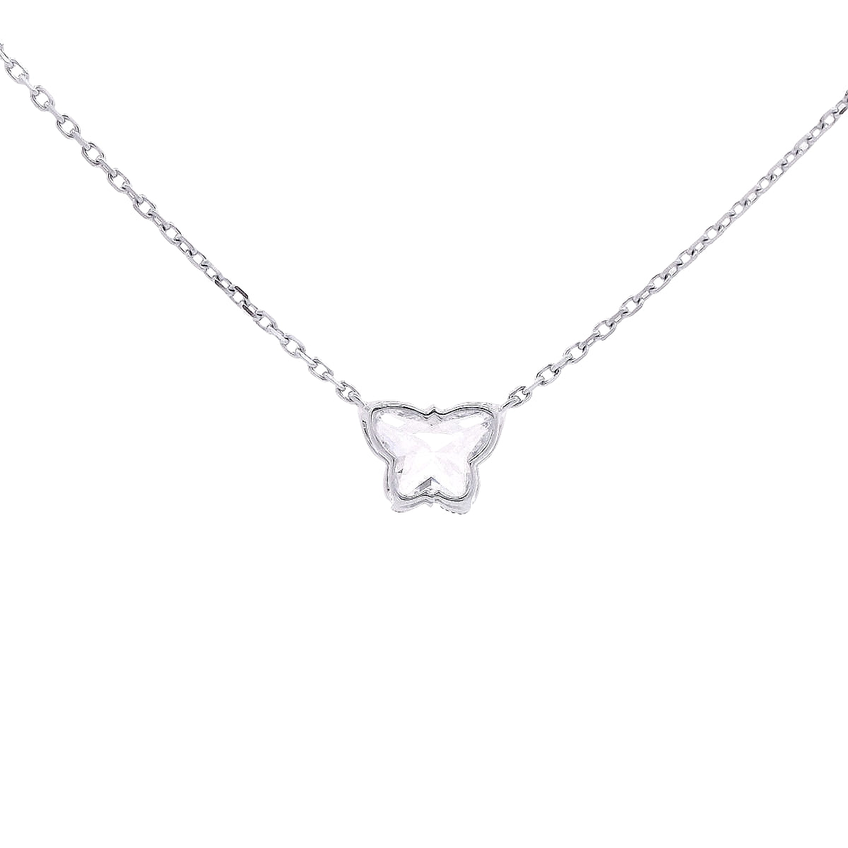 Unique Diamond Butterfly Shape Pendant in White Gold