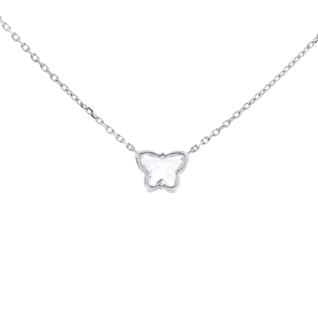Unique Diamond Butterfly Shape Pendant in White Gold