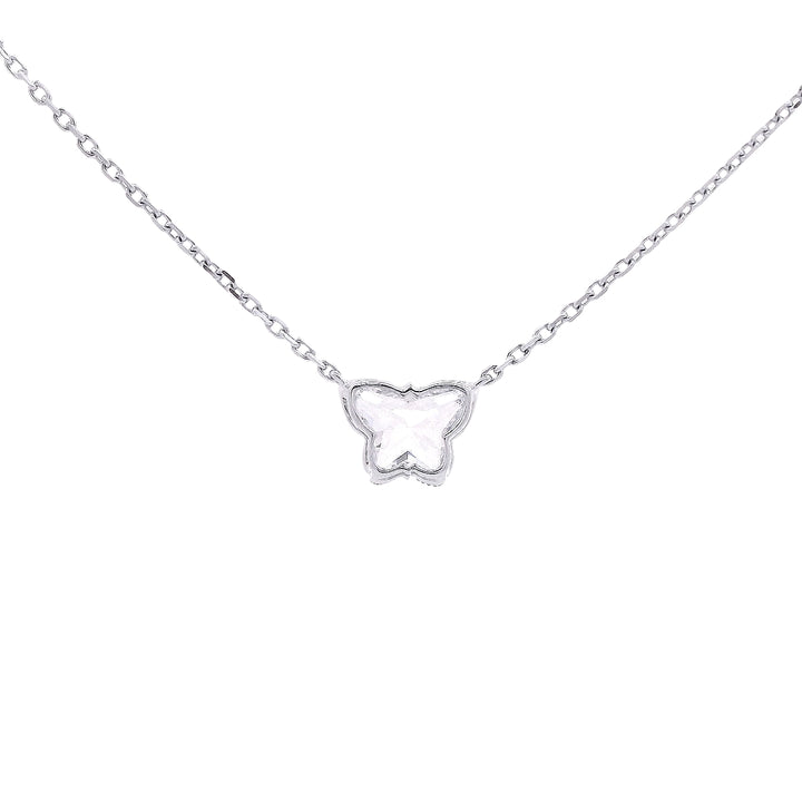 Unique Diamond Butterfly Shape Pendant in White Gold
