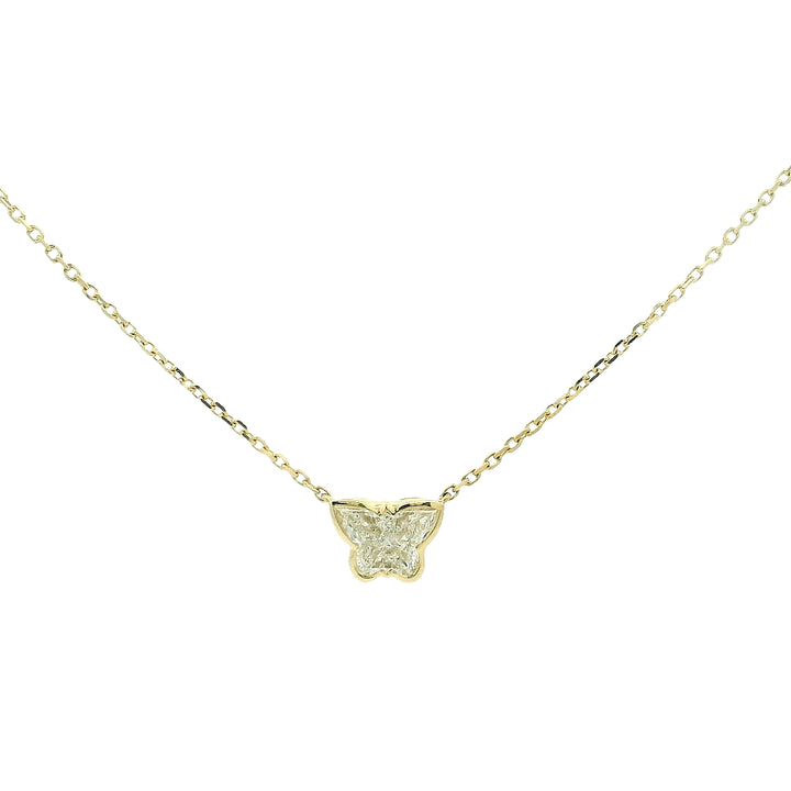 Unique Diamond Butterfly Shape Pendant in Yellow Gold