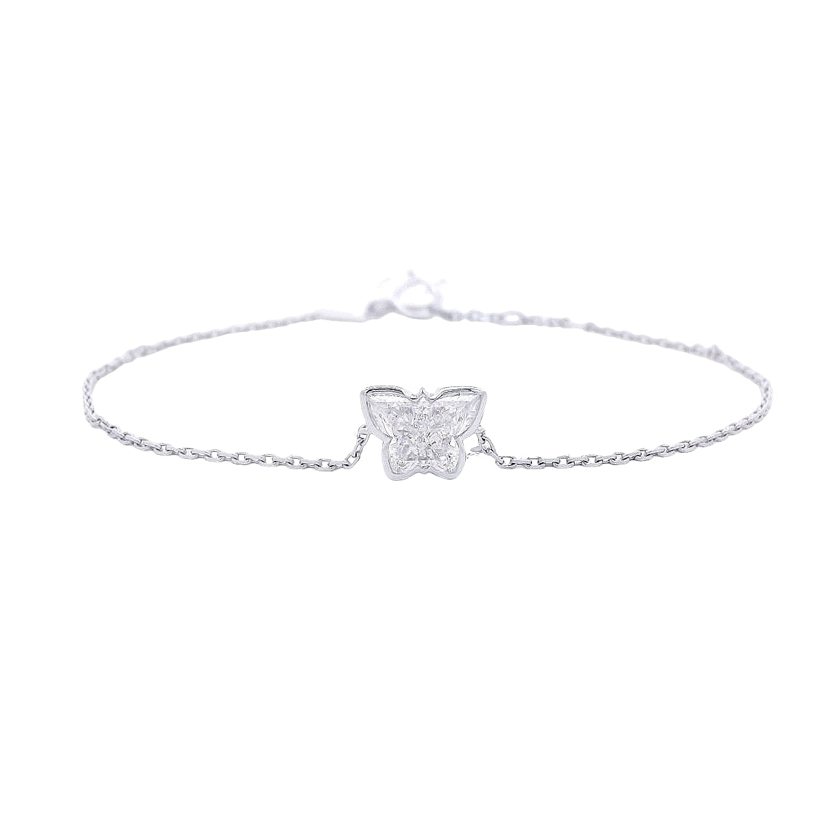 Unique Butterfly Shape Diamond Bracelet in White Gold