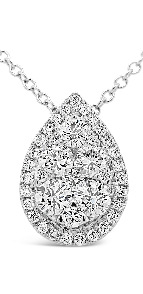 Halo Pear Cluster Necklace - Elgrissy Diamonds