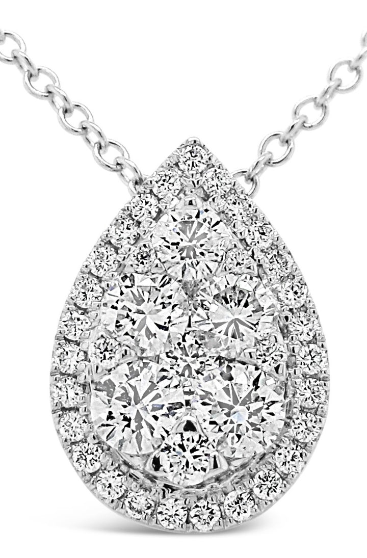 Halo Pear Cluster Necklace - Elgrissy Diamonds