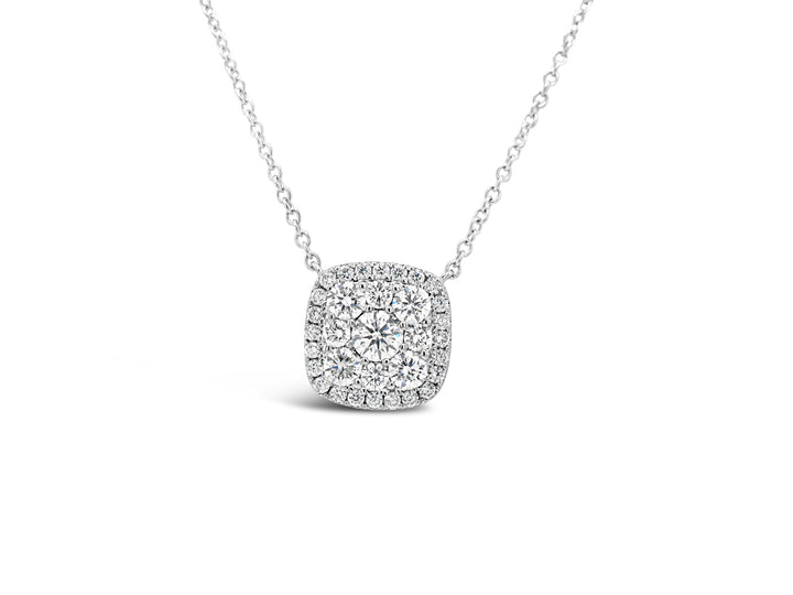 Halo Cushion Diamonds Necklace - Elgrissy Diamonds