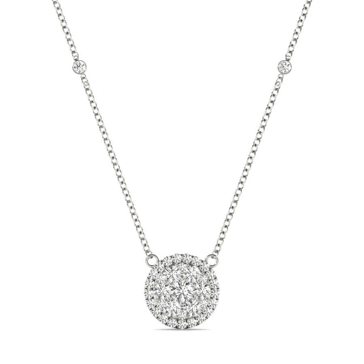 Round Halo Cluster Pendant Necklace - Elgrissy Diamonds