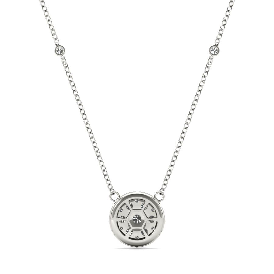 Round Halo Cluster Pendant Necklace - Elgrissy Diamonds