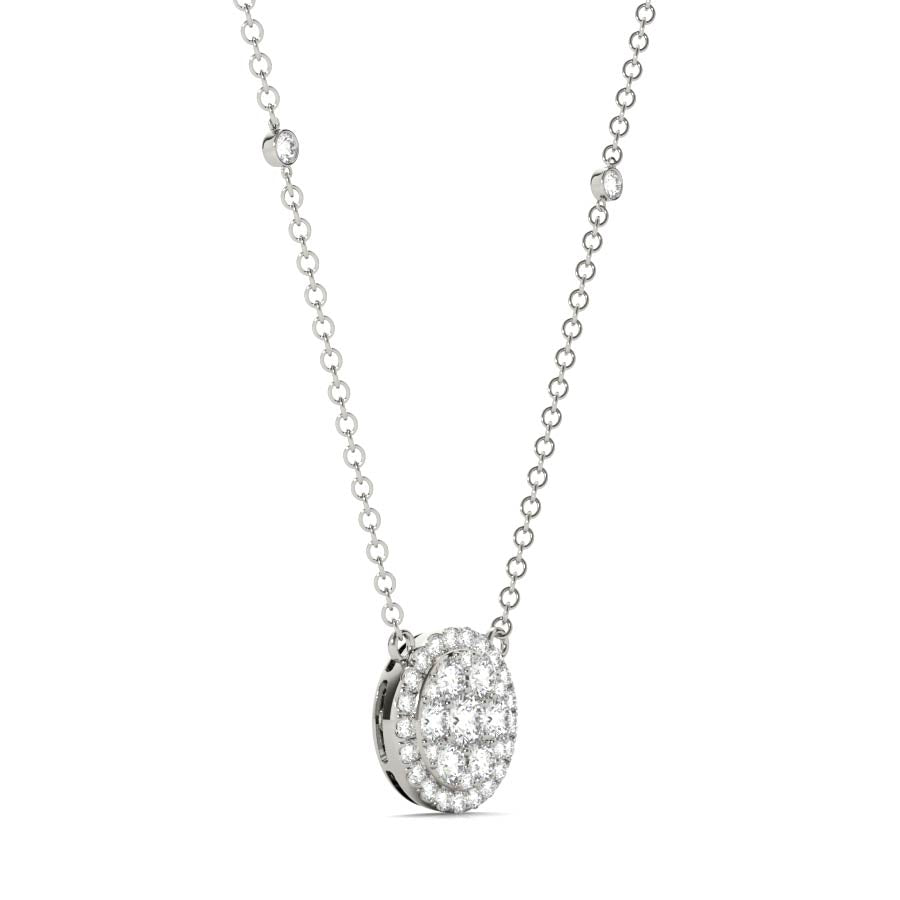 Round Halo Cluster Pendant Necklace - Elgrissy Diamonds