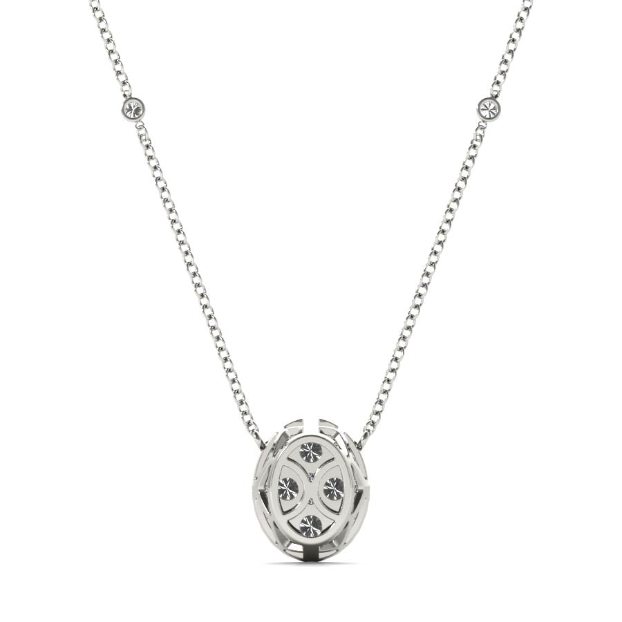 Round Diamonds Cluster Oval Halo Pendant Necklace - Elgrissy Diamonds