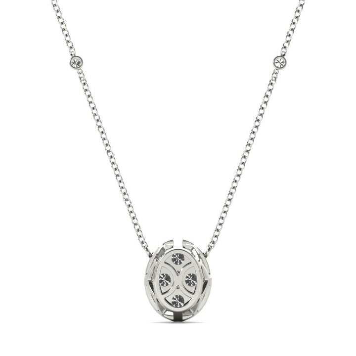 Round Diamonds Cluster Oval Halo Pendant Necklace - Elgrissy Diamonds