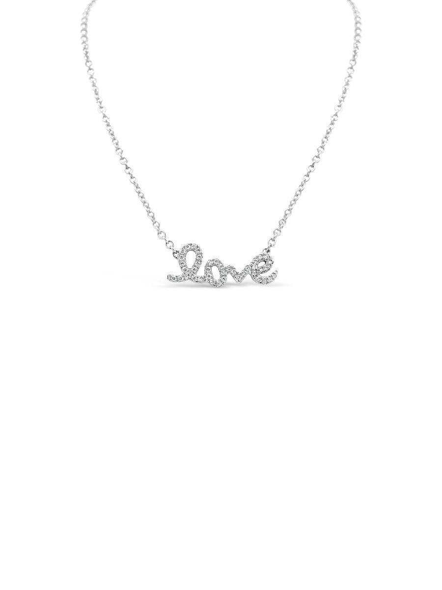 Pavé Diamonds LOVE Necklace - Elgrissy Diamonds
